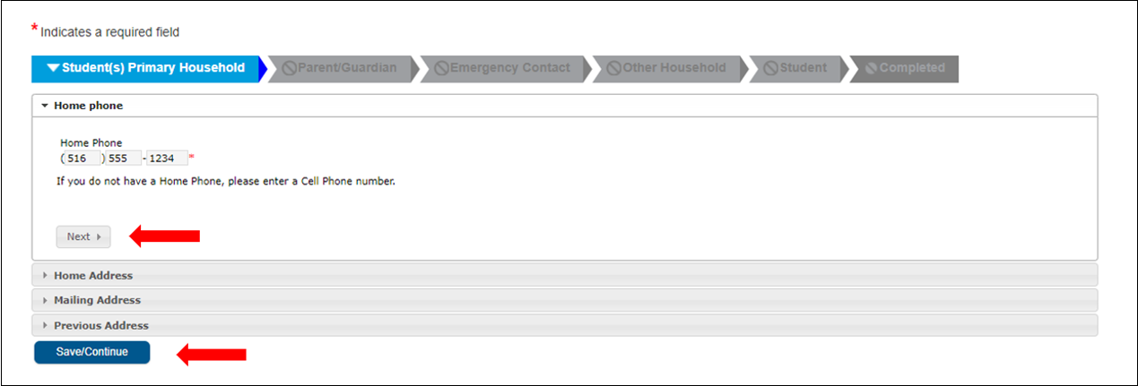 Screen shot of Parent Portal for Step 8 of Residency re-verification